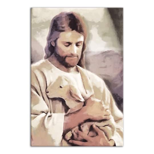 Jesus with Lamb Canvas Wall Art